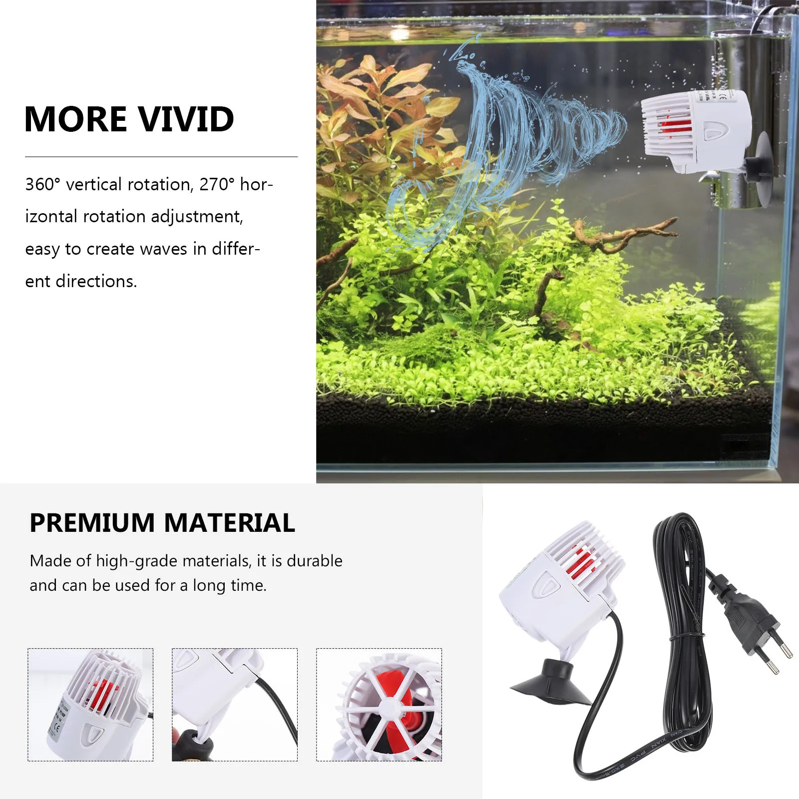 

Silent Surf Pump Aquarium Circulation White Eu Plug Suction Cup Design Bracket Strong Power Propeller Temperature Uniform