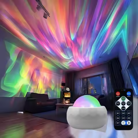 Luz Noturna Céu Estrelado Projetor Aurora Onda De Água Projeção Remoto Decoração De Natal Do Norte Luzes Lâmpad