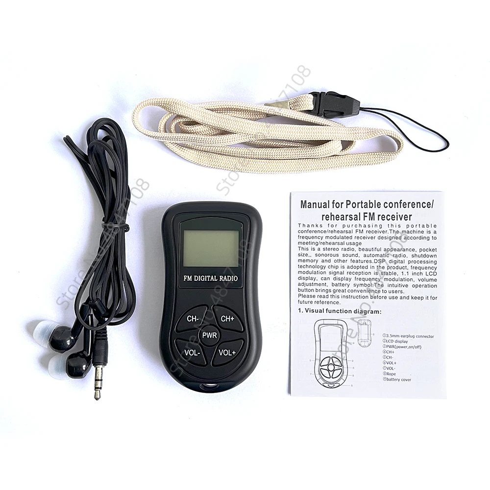 หน้าจอ LCD สเตอริโอวิทยุพกพาขนาดเล็กแบบพกพาวิทยุเอฟเอ็ม DSP จอแสดงผลดิจิตอลมีความไวสูงตัวรับสัญญาณ FM สำหรับการประชุมการฝึกซ้อม