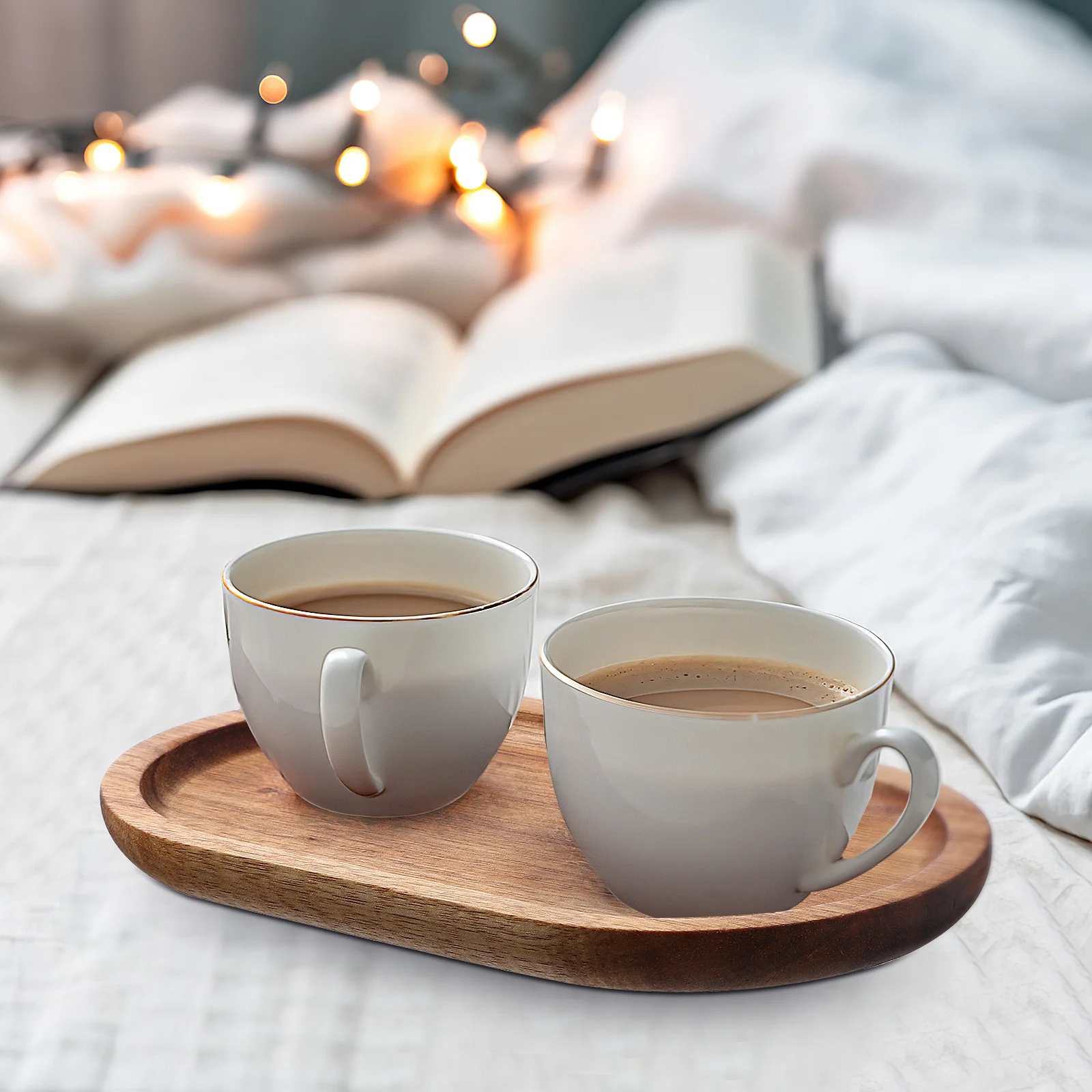 

2pcs Wooden Serving Tray Oval Small Wood Plate Rustic Charcuterie Board For Food Snack Fruit Tea Set Decorative Tray Platter