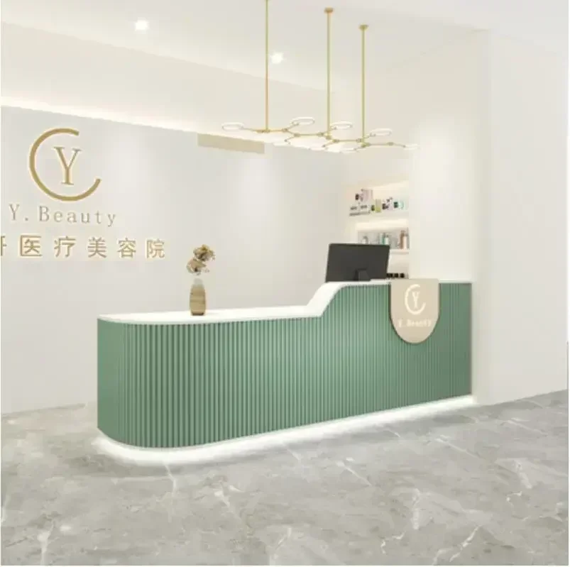 Premium Versatile Top Quality Custom Made Size  Reception Desk Beauty Salon Design, With Monitor Customer Reception Desk