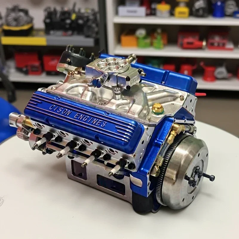 Binray Cison V8 Engine Kit Gas Small-Block Engine Model Kits Mini Build Your Own Stem Cison Running Engine Kits That Runs