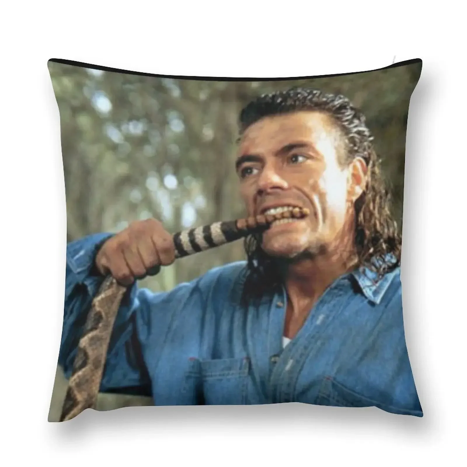 Jean Claude Van Damme Snake Bite Throw Pillow Room decorating items Couch Cushions Anime pillow