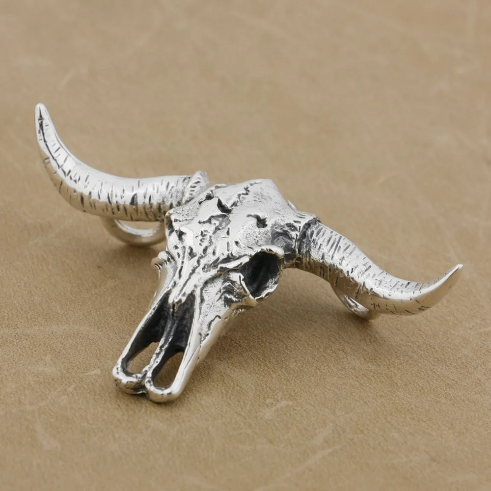 925 Sterling Silver Large Minotaur Skull Pendant 9H024