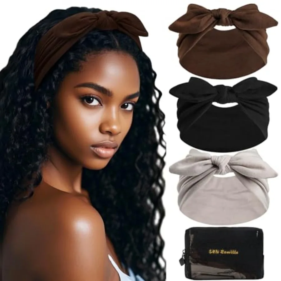 

Wide Headbands for Women, Large Hairband, Elastic Non-Slip Headband Twist Knotted Accessories, Yoga Workout Vintage Hair 3 Pack