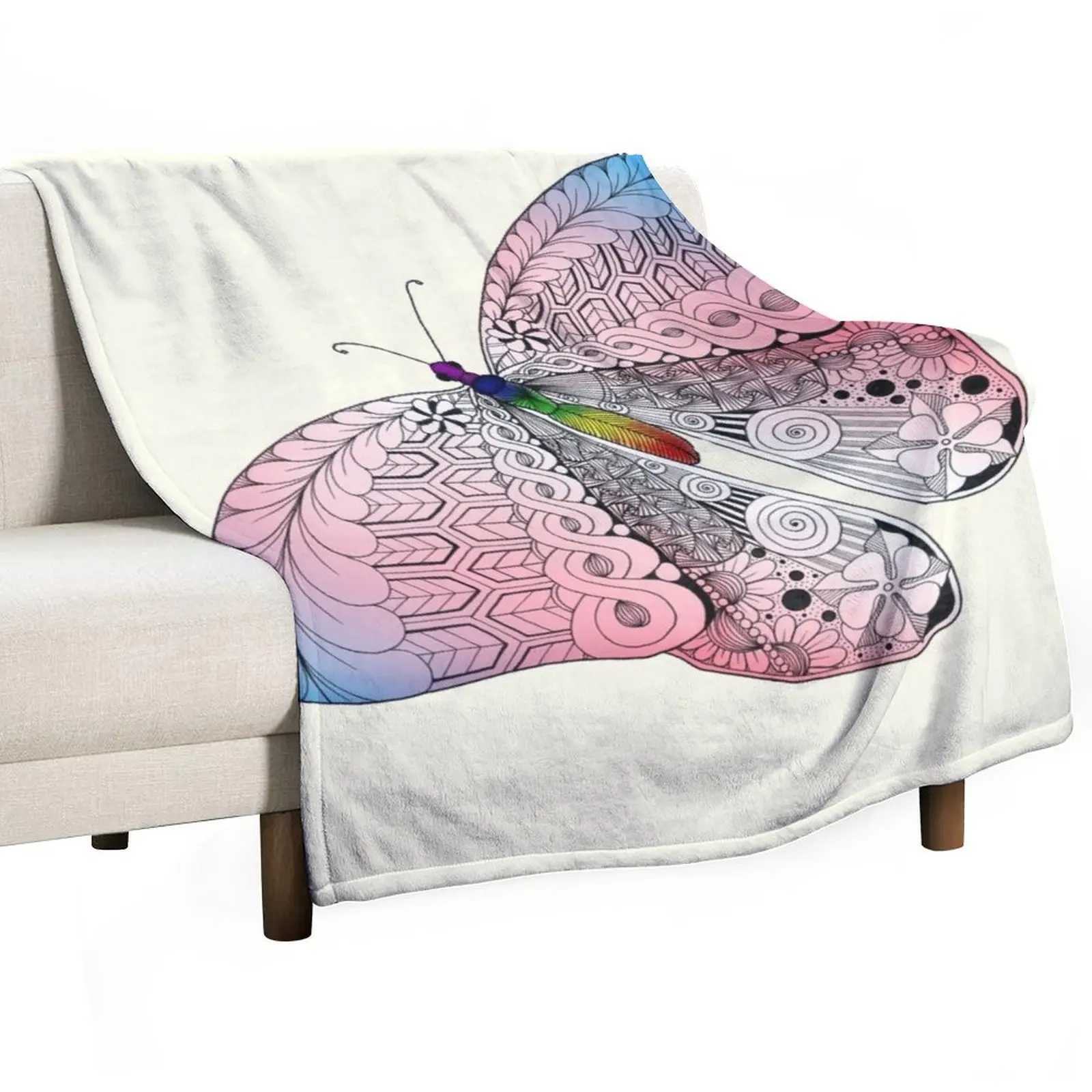 

Trans Pride Butterfly Throw Blanket halloween Stuffeds For Decorative Sofa Picnic Blankets