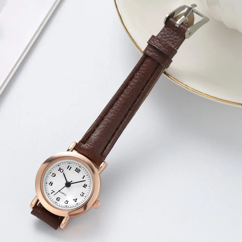Relojes de pulsera clásicos de cuarzo Para Mujer, reloj con correa de cuero informal, nuevo reloj analógico con esfera redonda, Relojes de pulsera Para Mujer