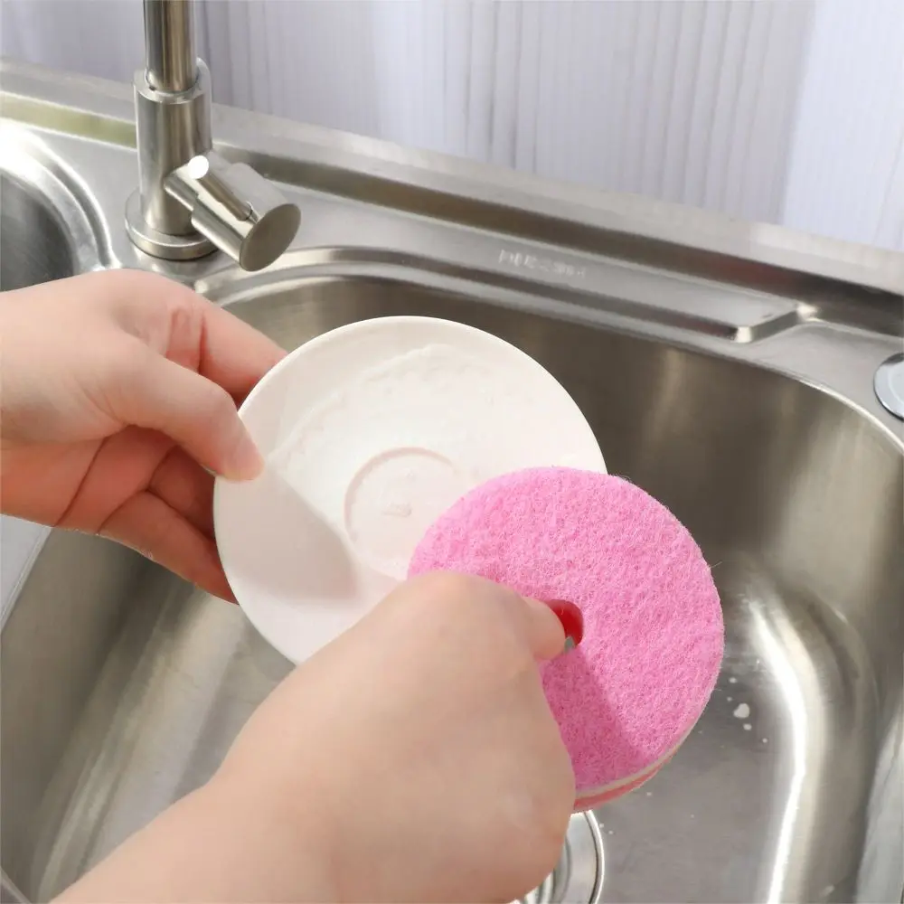 Home Random Color Tableware Sponge Brush Flower Scouring Pads Dishwashing Sponge Round Shape