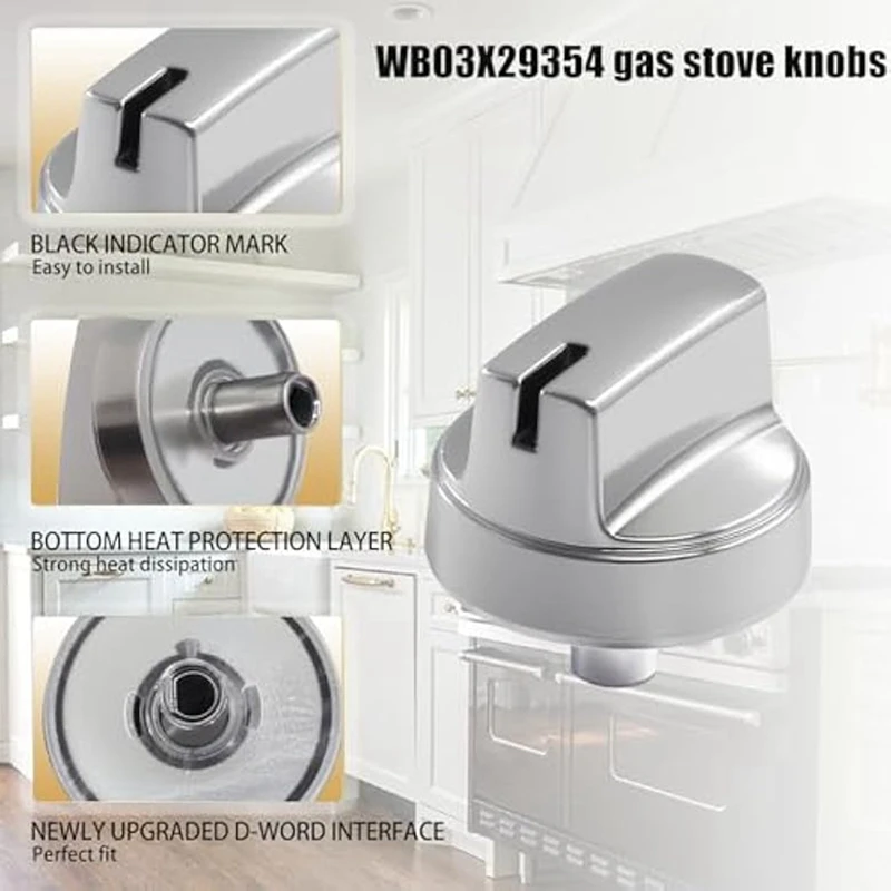 AU-1Pc WB03X29354 For Gas Stove Knobs,Stove Top Knob Replace For WB03X29354 AP6327766 4585908,Profile Stove Knobs