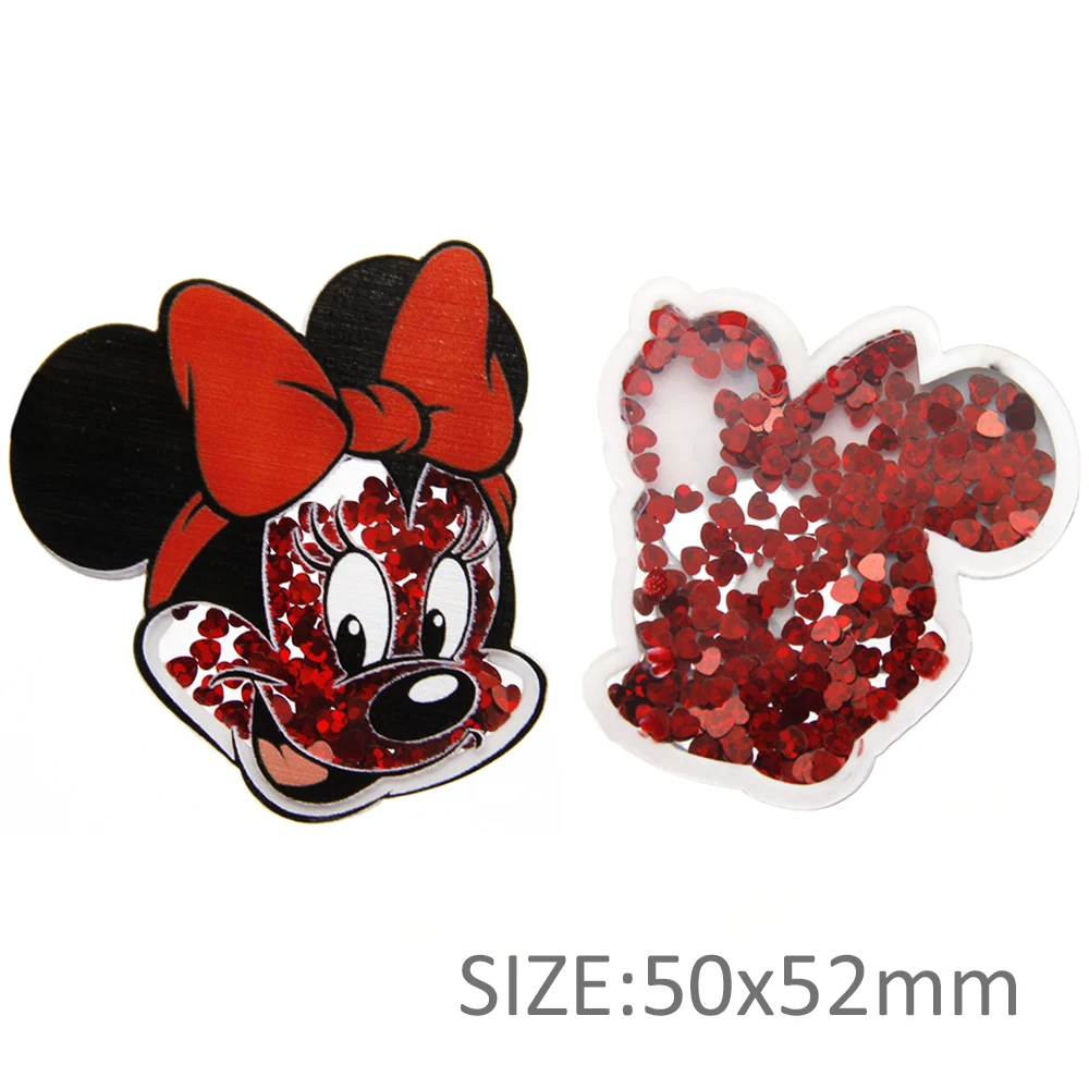 Disney Mickey Minnie Quicksand Shakers Acrylic Planar Resin Ornament DIY Hairpin Jewelry Crafts Decoration Patch Applique