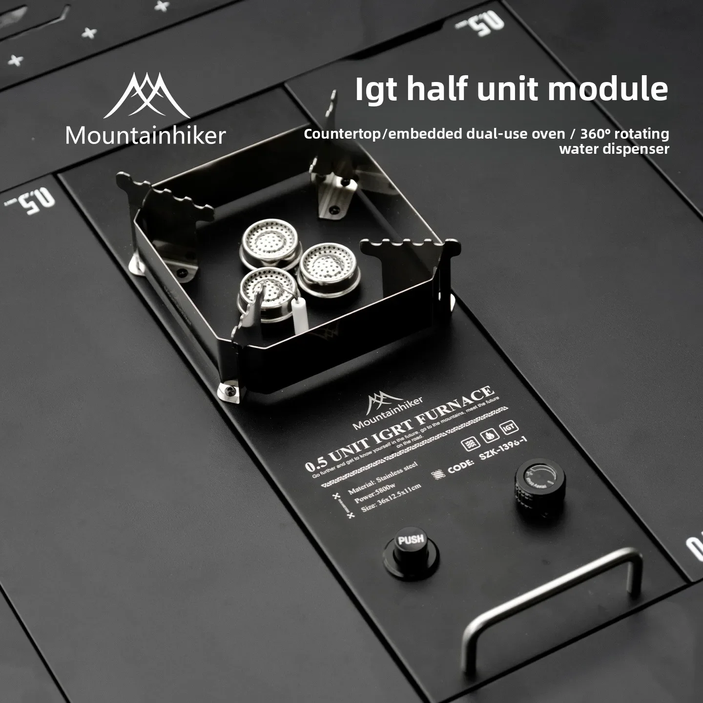 MOUNTAINHIKER 0.5 Unit IGT Black Outdoor Camping Gas Furnace Dual-Purpose Portable Stove Aluminum Alloy for Camping And Hiking