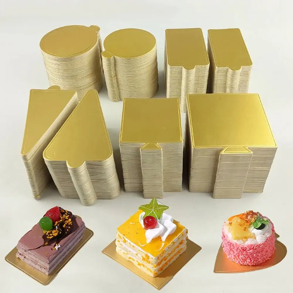 Bandeja de exhibición de pasteles, Base de tablero de postre, herramientas decorativas, posavasos de papel, alfombrilla de Mousse, cartón plateado desechable, novedad de 100 piezas