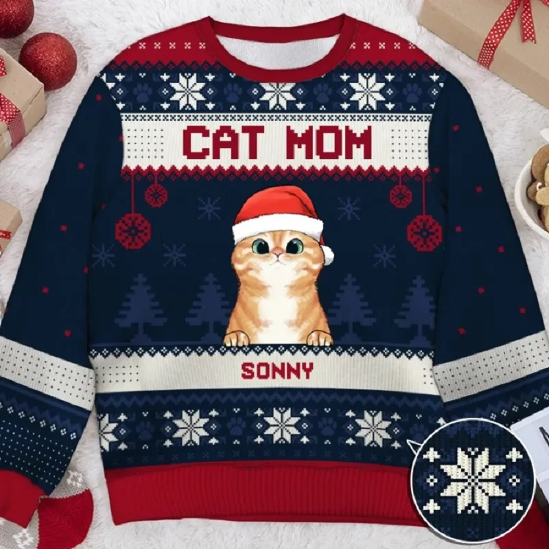 Lustige 3D-Druck Katze Pullover Männer Frauen hässliche Weihnachten Pullover Pullover Tops Urlaub Party Pullover Hoodie Sweatshirt große Größe – Detail 10