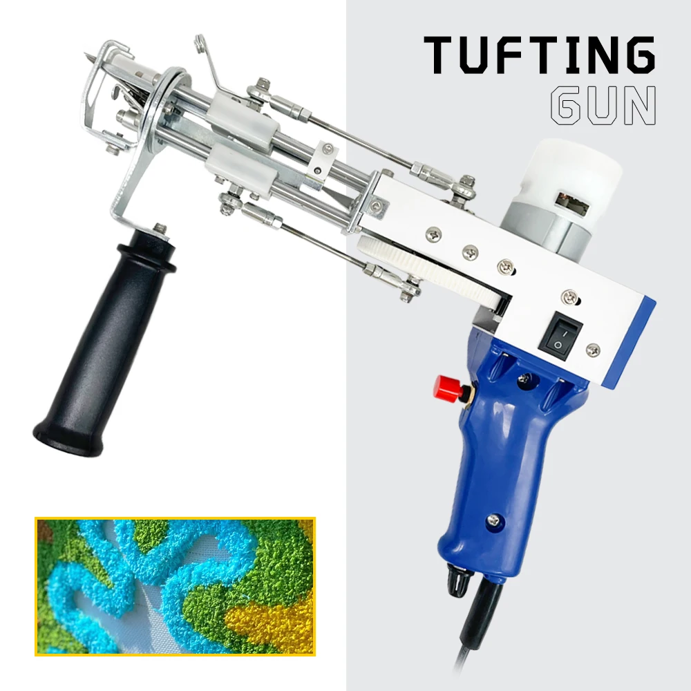 2 in 1 tufting Gun Electric Carpet Weaving Flocking Machine Tufting Gun Set Cut Pile Loop Pile with Ball of Yarn, Carpet Cloth