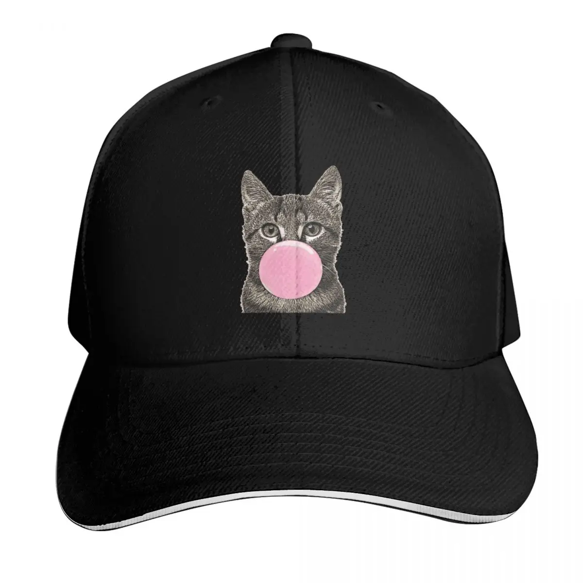 The Bubble Cat - Cat Chewing Gum Bubble Baseball Cap Lightweight Packable Gift for Him Her Casual Daily Wear