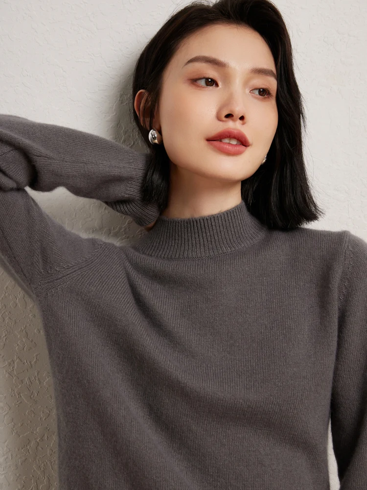 ADDONEE 여성 캐시미어 스웨터 기본 캐주얼 루즈 스웨터 부드럽고 따뜻한 목 넥 가을 겨울 100% 캐시미어 풀오버 니트웨어