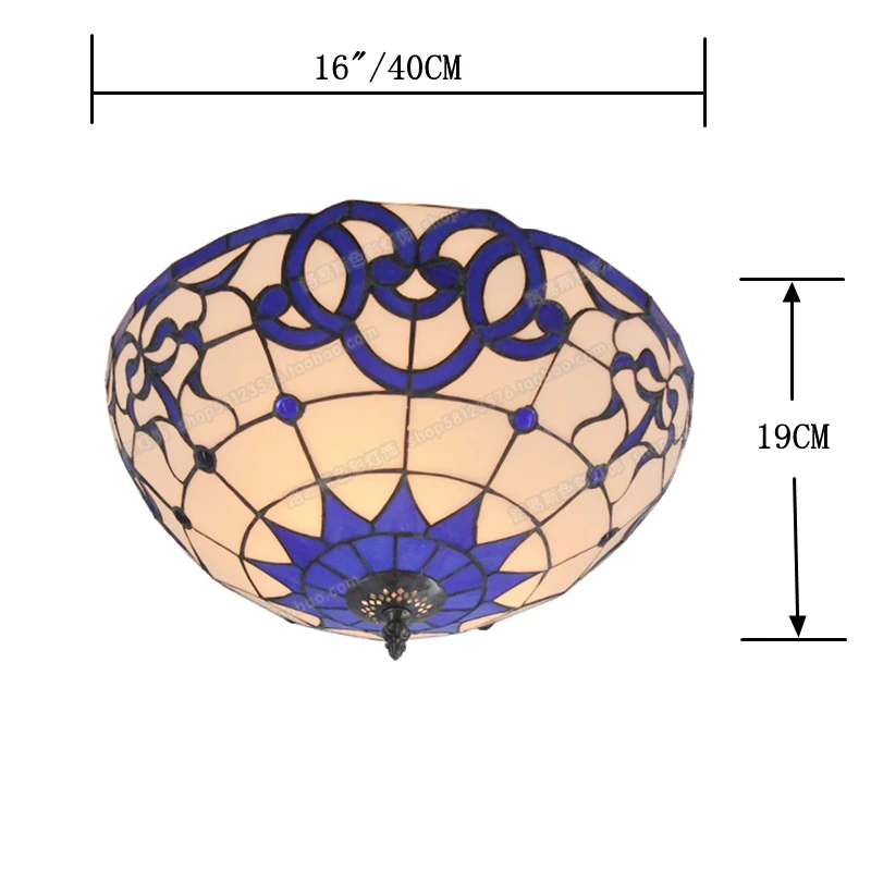 40CM porcellana blu e bianca modello Tiffany soffitto soggiorno camera da letto balcone Opple illuminazione semplice lampade in vetro lampada portico