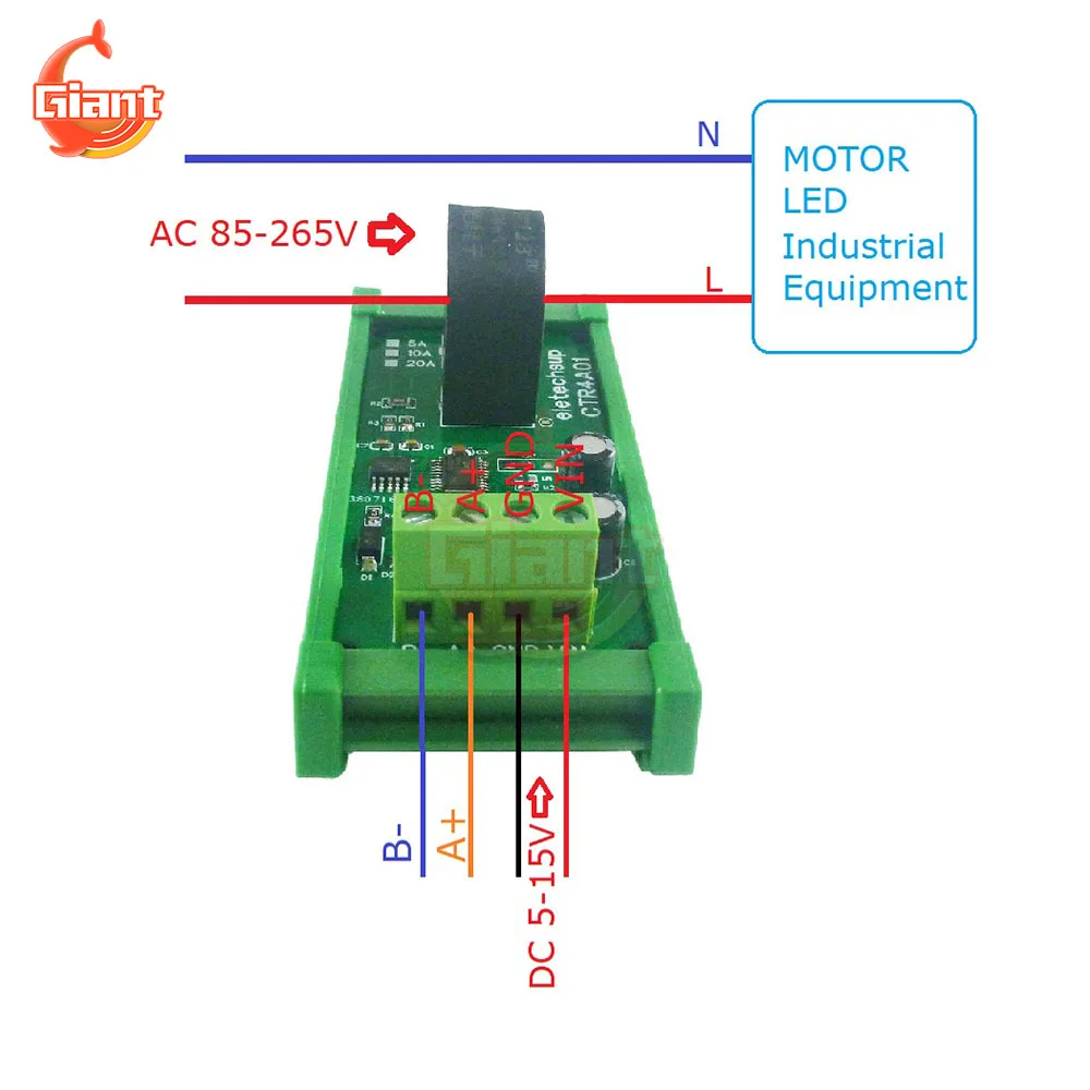 DC5-15V RS485 AC collettore analogico MODBUS RTU collettore di corrente amperometro modulo trasformatore AC scheda misuratori di tensione 5A/10A/20A