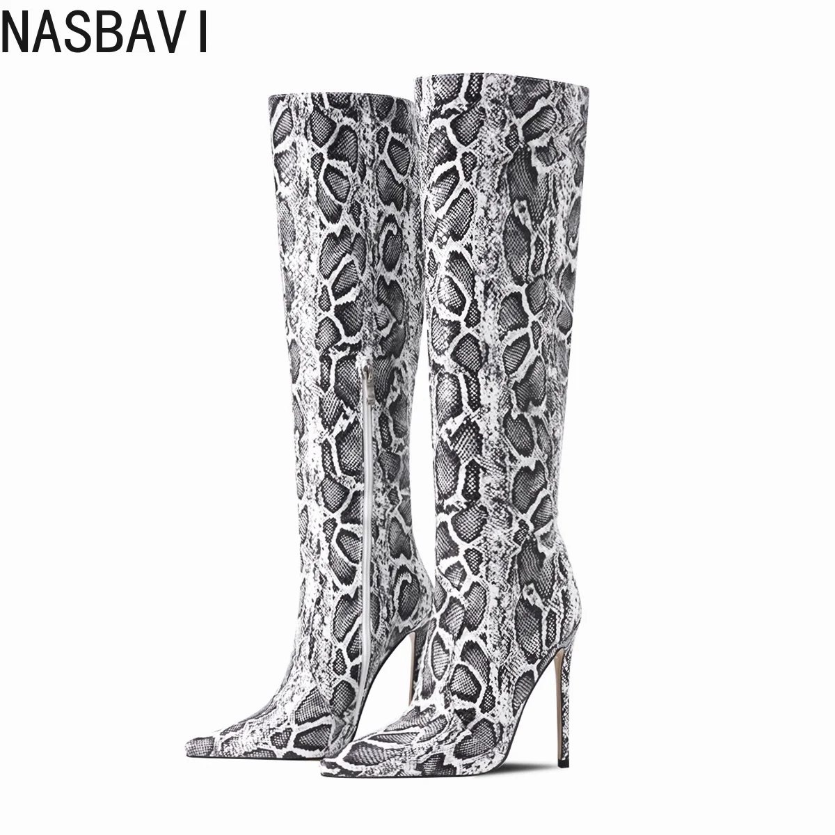 Western Boots Custom Women Knee High Boots Faux Leather Thin High Heels Long Boots Pointed Toe Autumn Winter Women Shoes