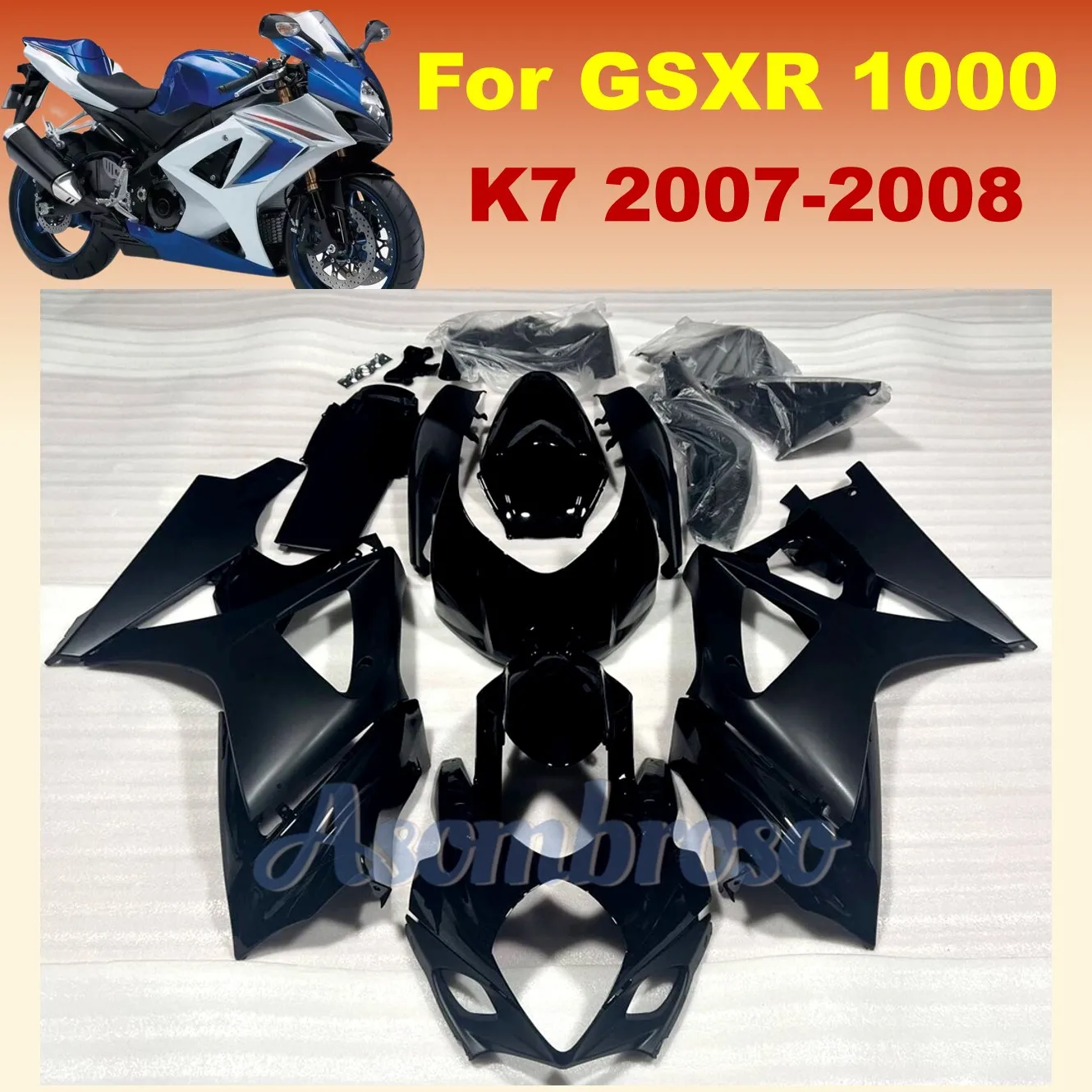 Great Quality Fairing kit fit for GSXR1000 2008 2007 GSXR 1000  K7 07 08 Matte and gloss black cowling Bodywork Set