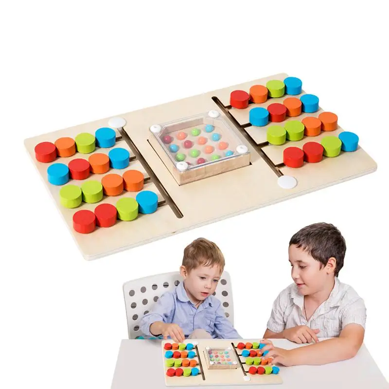 Wooden Color Matching Game Wooden Beads Color Sorting Board Game Two-Player Board Game Preschool Educational Toy For Boys Girls