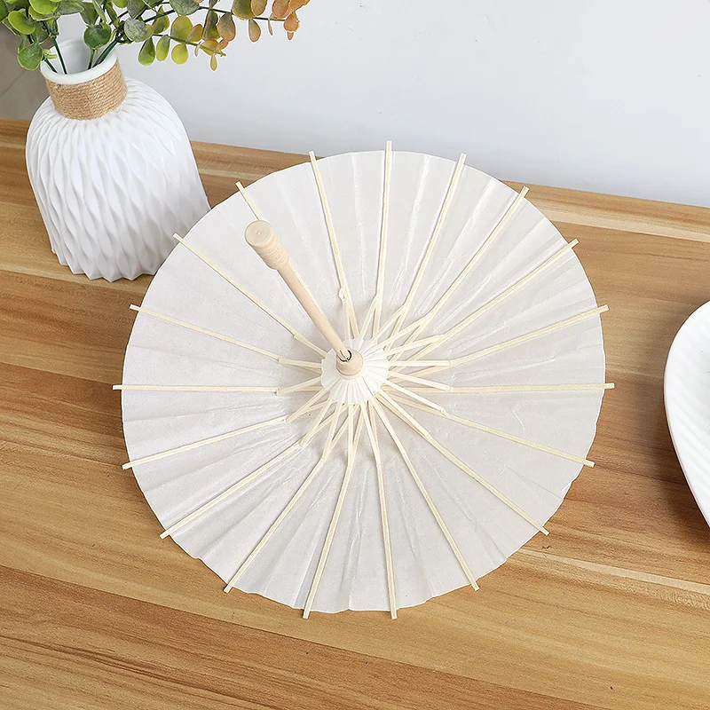 Weiße Papier-Sonnenschirme Chinesische Ölpapier-Deko DIY-Malerei Bambus-Schirme Hochzeit Brautparty Foto-Requisiten – Detail 12