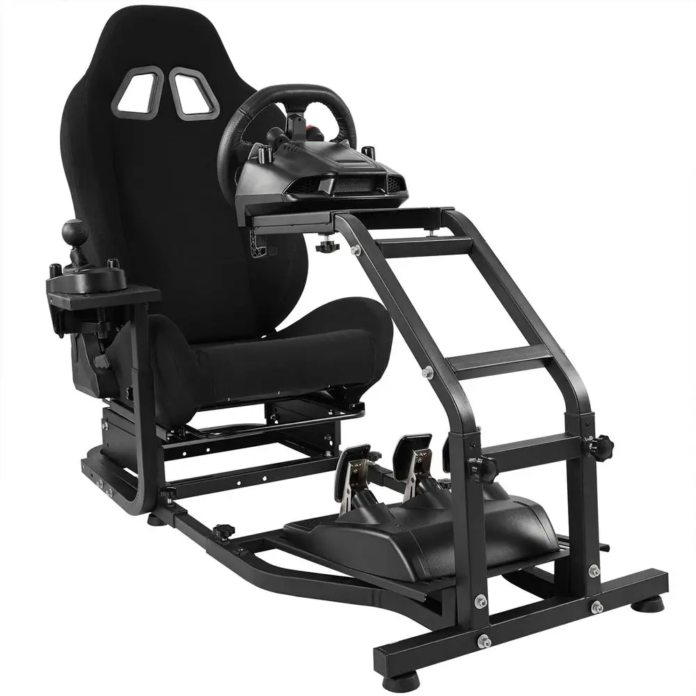 Racing Simulator Cockpit with Adjustable Seat, Compatible with GT Racing Wheel Stand, Excludes Wheel and Pedals
