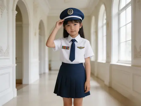 Exquisite aviation themed uniform set with classic pilot details, formal airline style, perfect for Halloween fancy dress, role