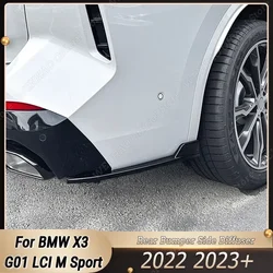 For BMW X3 G01 LCI M Sport 2022-2023+ Gloss Black ABS Car Rear Bumper Lip Side Diffuser Spoiler Splitter Body Kits Tuning