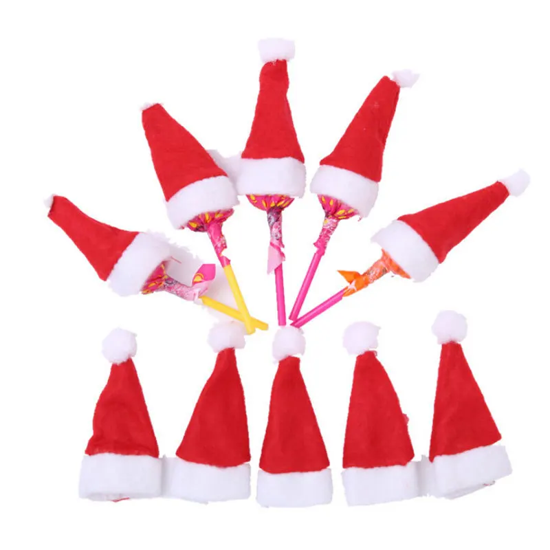 Forniture per decorazioni natalizie Cappello natalizio lecca-lecca Caramelle Mini cappello natalizio Regali di Natale in tessuto non tessuto per bambini