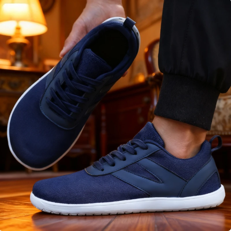 بيرفوت واسعة تو أحذية رياضية للرجال صفر قطرة الحد الأدنى حذاء قماش عدم الانزلاق تنفس الدانتيل يصل المشي حذاء رياضة Tênis Masculino
