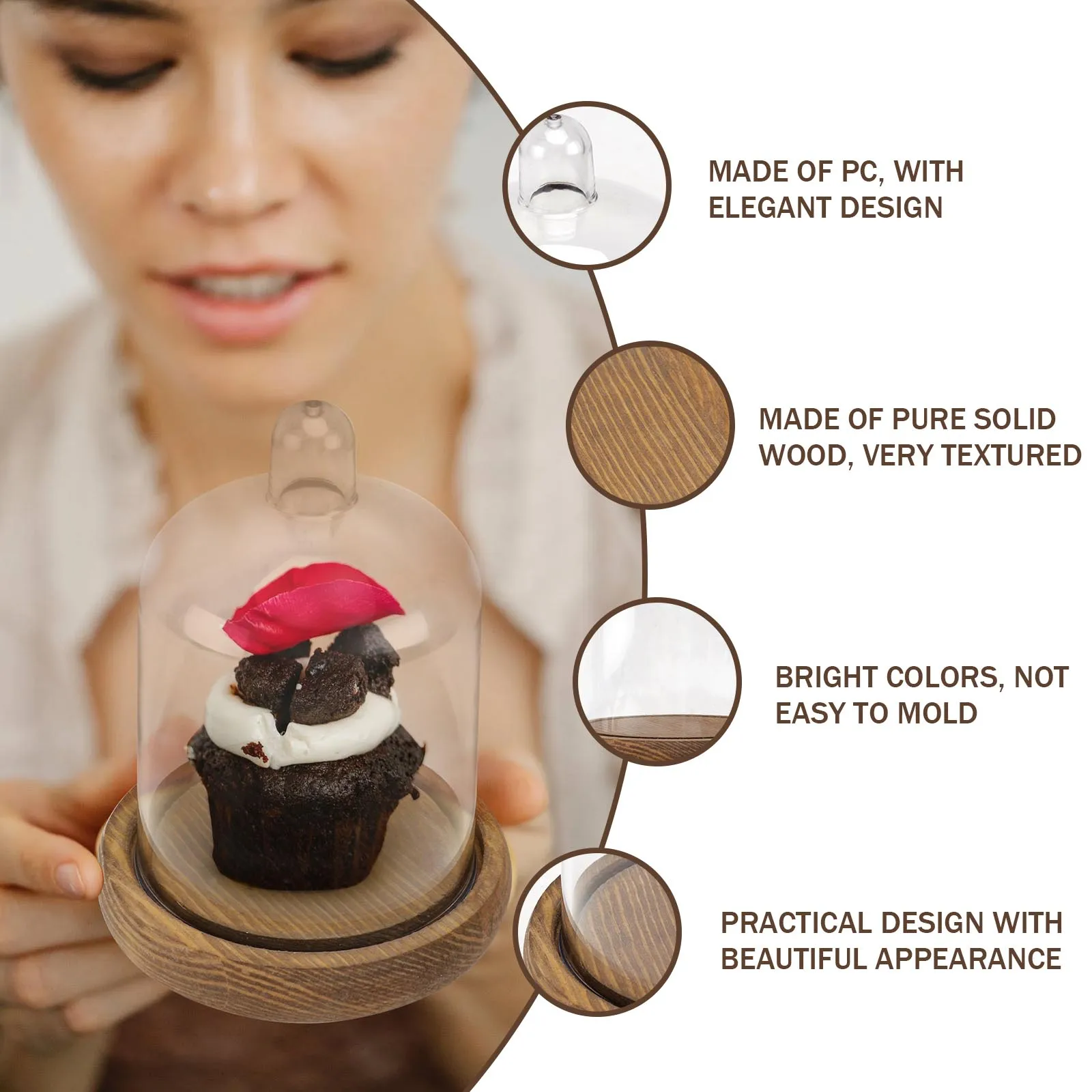 

Eternal Flower Cover Clear Dome PC Bell Jar Preserved Ornament Container Dustproof Display Mini Artificial Plants Decor Family