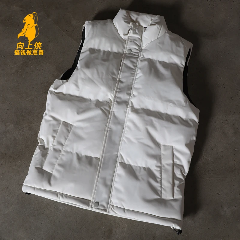 Men's Thickened Casual Cotton Vest Standard Fit Fashion Urban Style Youth Winter Outerwear Warm Cozy Shoulder Pad Design