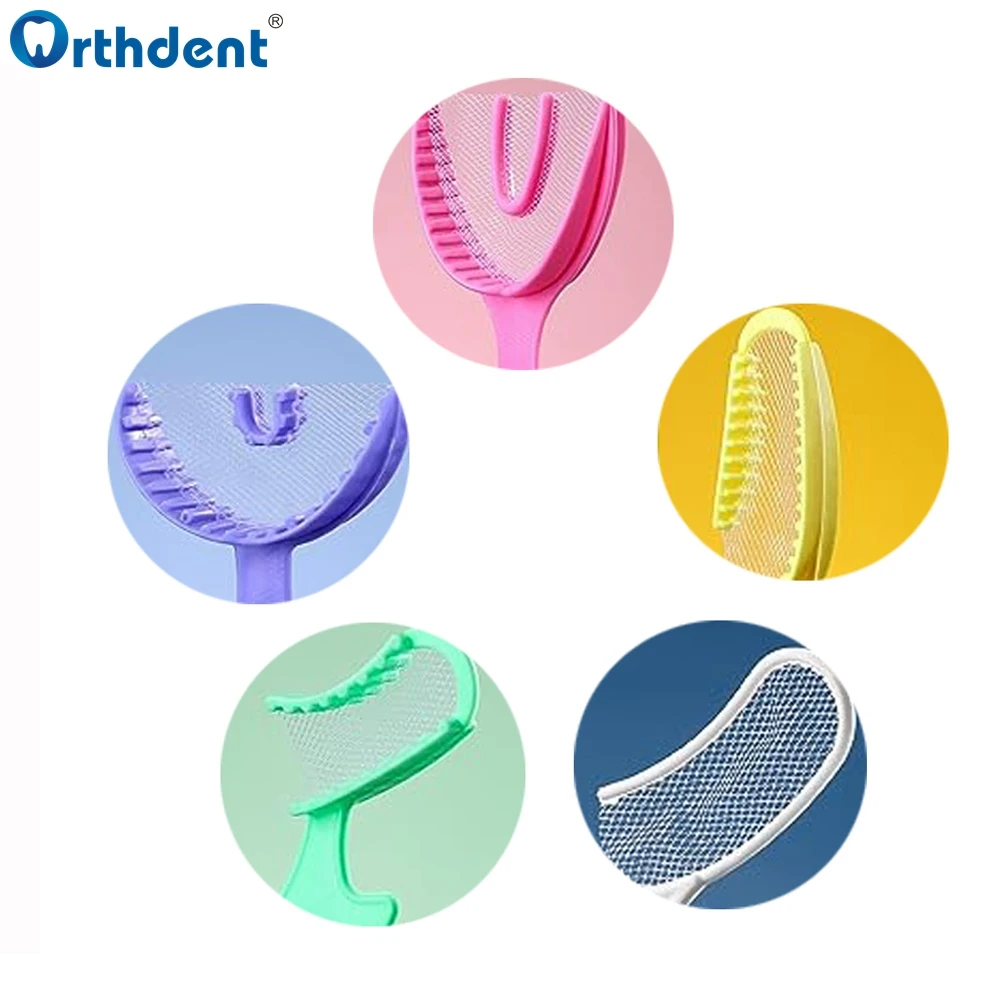 50Pcs Dental Bite Impression Trays Disposable Plastic Registration Tray With Net Teeth Holder Half Arch Large Tray Colorful