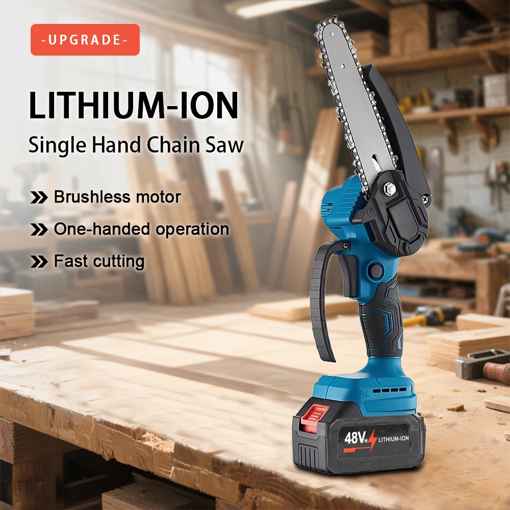 

Portable 6 inch Electric Chain Saw 48V Battery Handheld Gardening Tool Electric Chain Saw for Orchard Tree Cutter