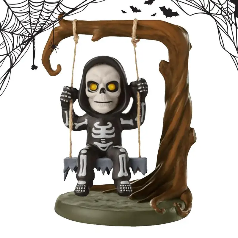 

Collectible Skeleton Statue Swing Skeleton Shape Colorful Skull Figurines Halloween Decorations Creative Gothic Home Decor For