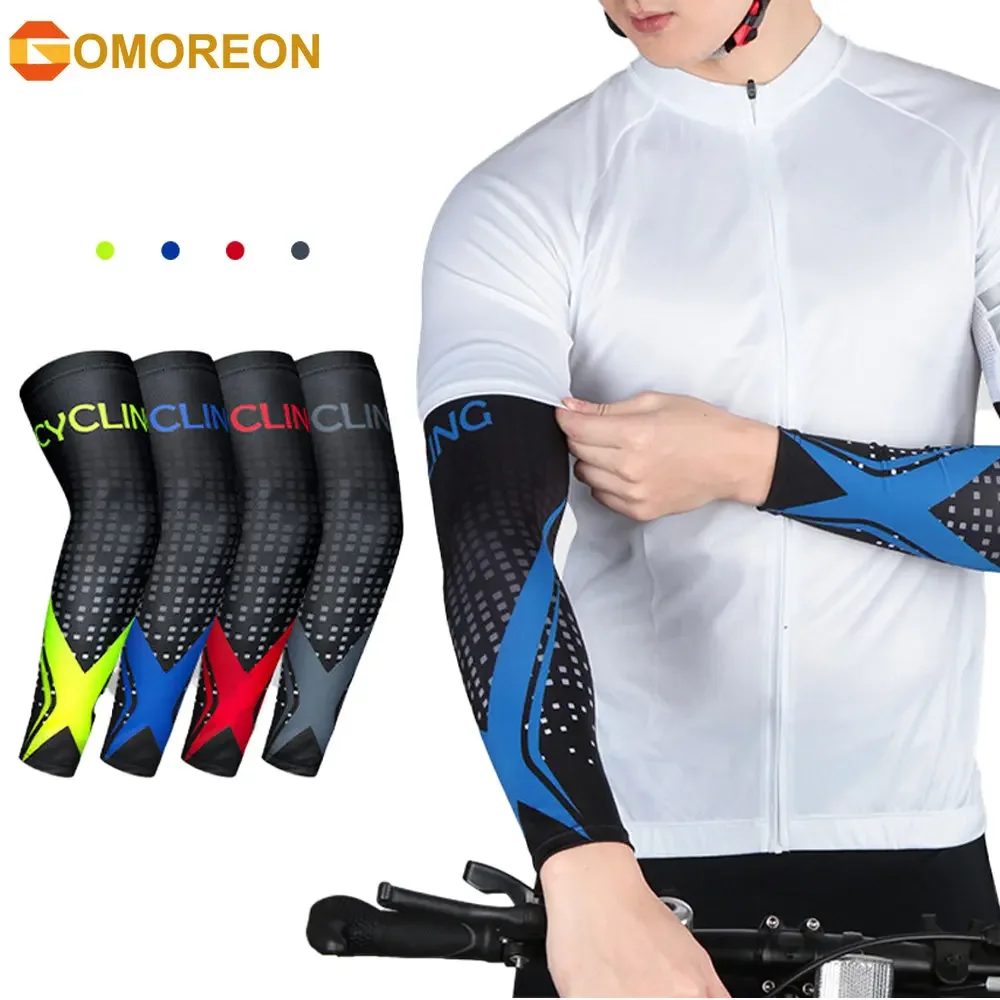 

GOMOREON 1Pair Cooling Arm Sleeves for Men Women UV Sun Protection Sports Tattoo Sleeves for Sports Cycling Running Basketball