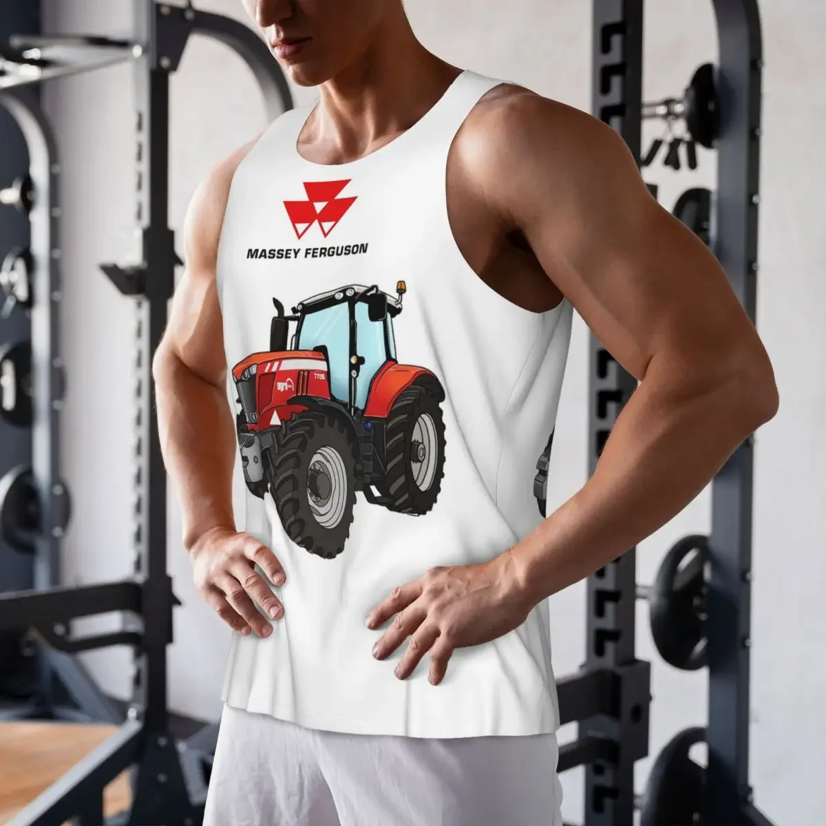 Quick Dry Massey Ferguson Tractor Red Tractor Gym Tank Muscle Sleeveless Shirt Bodybuilding Breathable Vest