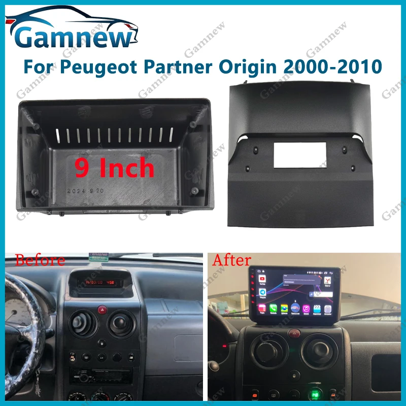 

9 Inch Car Frame Fascia Canbus Box Adapter Android Radio Dash Fitting Panel Kit For Peugeot Partner Origin 2000-2010