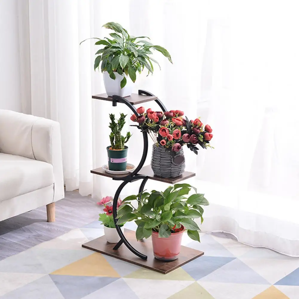 Indoor Plant Stand Tiered Plant Stand with Strong Load-bearing Capacity Smooth Edge Design Anti-rust Coating Flower for Potted