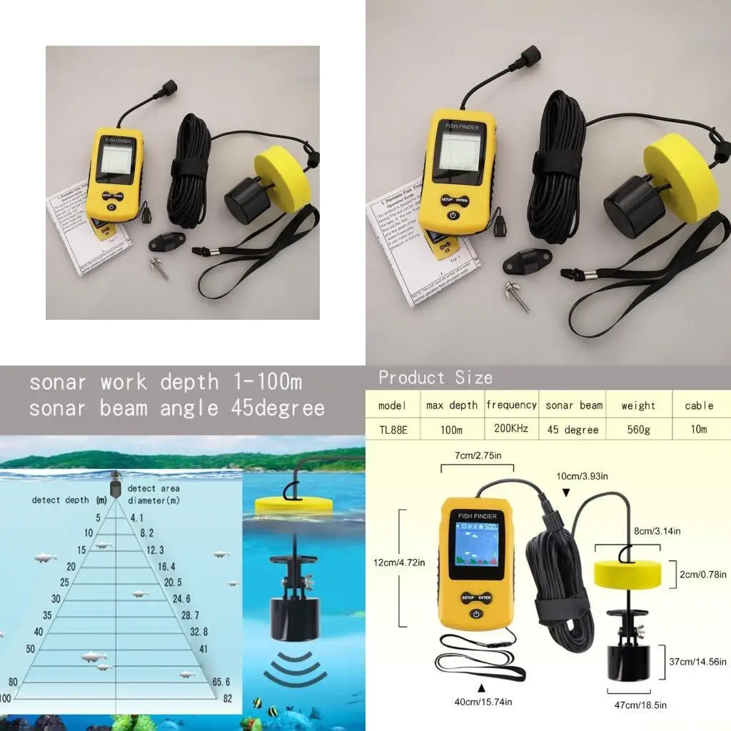 

U2JB Ручные эхолоты для рыбы, сонар, датчики сигнализации, портативный эхолот, рыболокаторы, уличный подводный сонар, детекторы