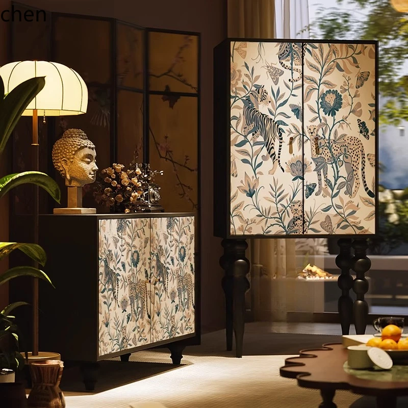 HT solid wood decoration living room tall cabinet household bedroom locker entrance entrance storage cabinet