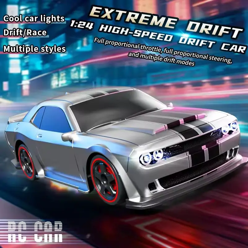 1/24 4WD RC Drift Car 2.4GHz High Speed Remote Control Racing Car Vehicle Model with LED Lights for Boy Toy Birthday Gifts