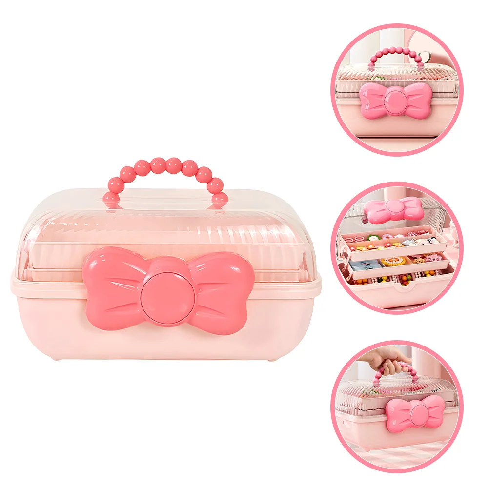 

Jewelry Storage Box Bow Decor Portable Hair Accessories Organizer Hair Ties Organizer Cute Storage Case for Travel