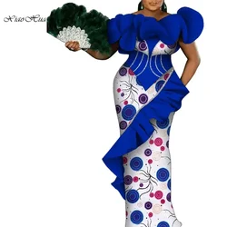 African Ankara Style Dresses for Women Sleeveless Flower Neck Dresses Party Wedding Long Dashiki Women Dress Custom Made Wy9785