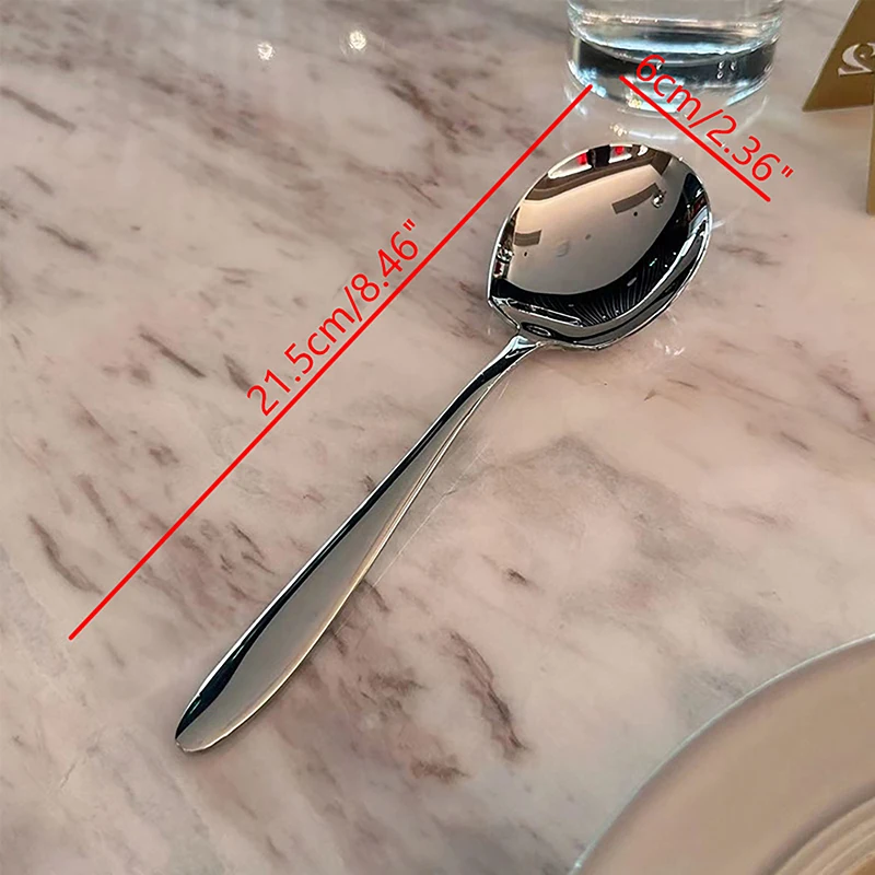 NEW Stainless Steel Big Head Round Spoon Net Red Golden Dinn