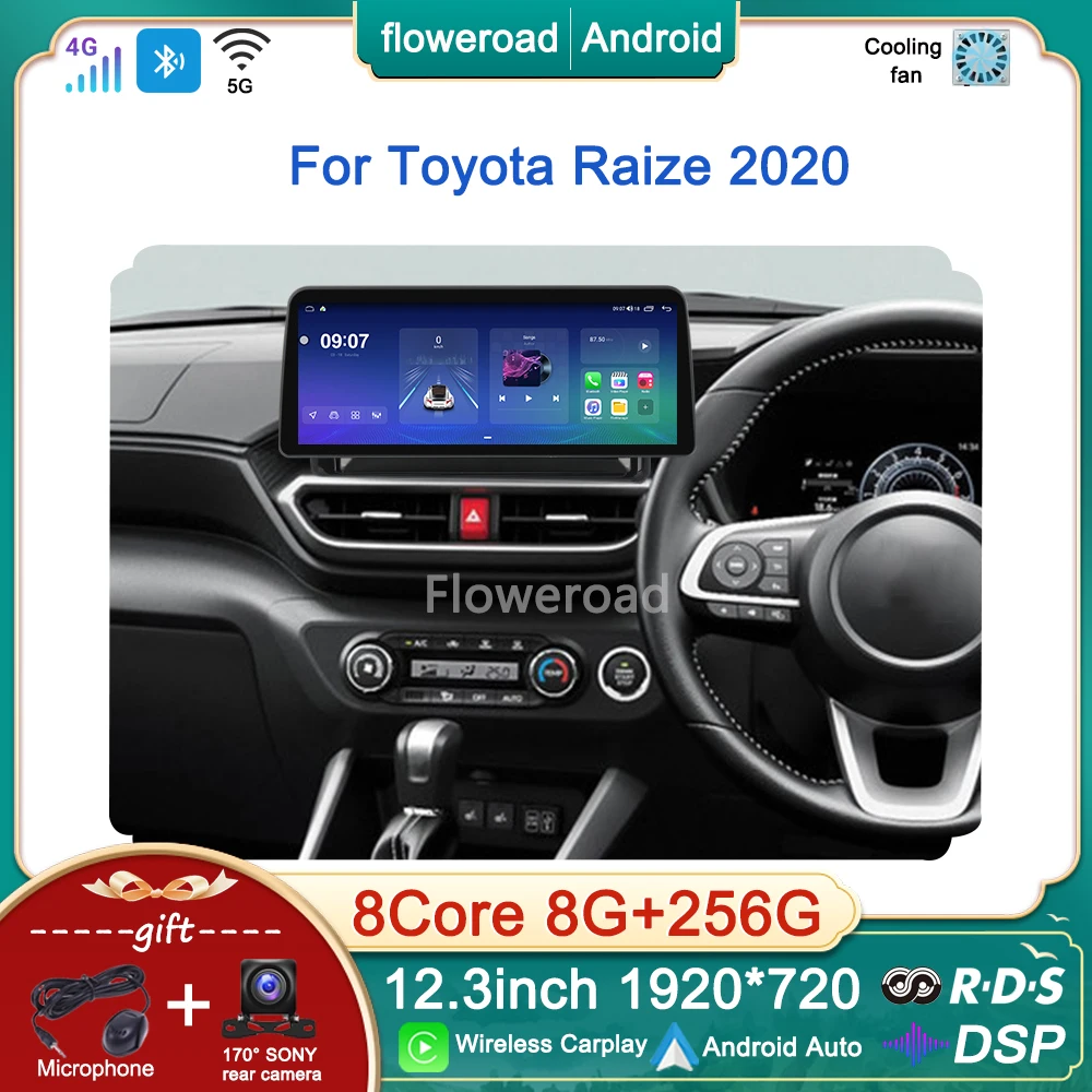 

12.3inch Android 13 Car Radio Multimedia For Toyota Raize 2020 Video Player Navigation GPS Apple Wireless Carplay Stereo NO 2din