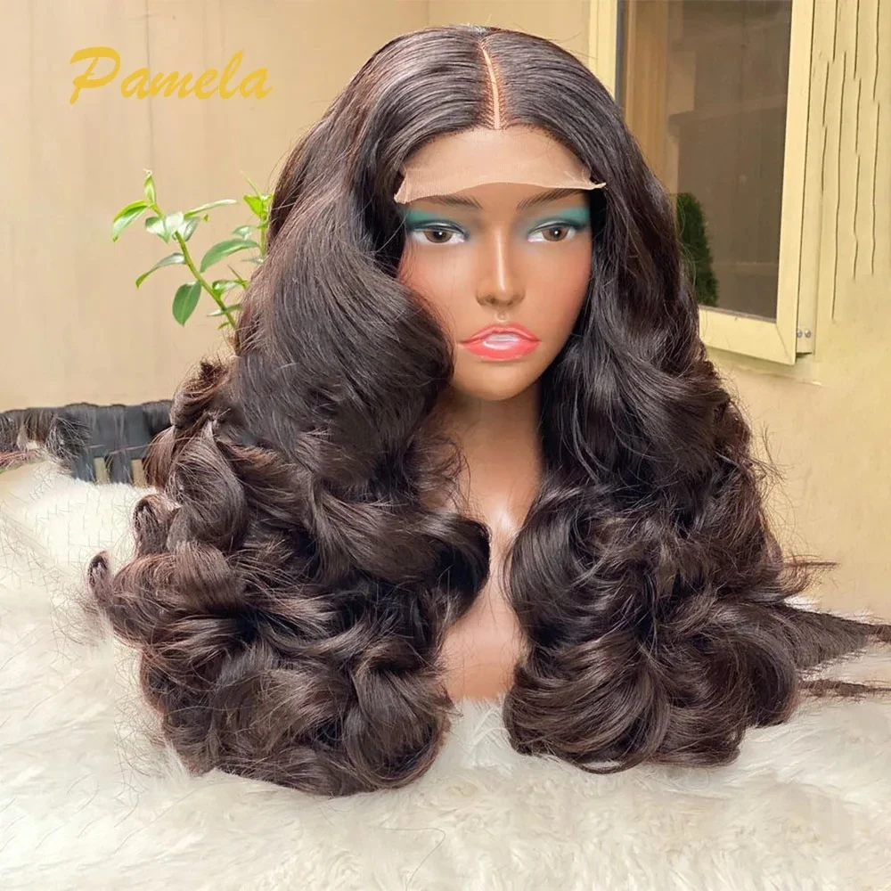 Super Double Drawn 250% Density Loose Deep Wave 13X6 HD Transparent Lace Front Glueless Human Hair Wig Pre Plucked Ready To Wear