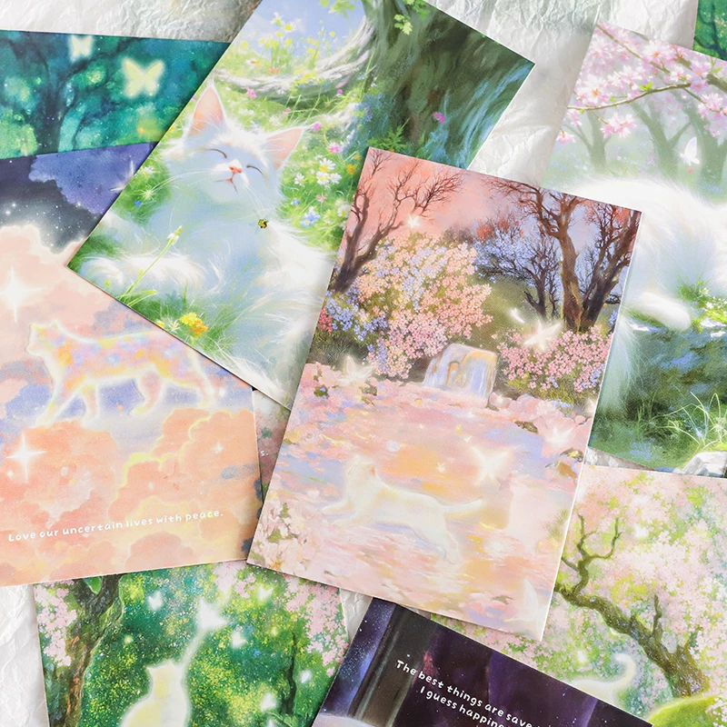 30pcs/lot Retro Ins Cartoon Cat Commemorative Card Postcard, Friend's Blessing Message Card School Student Stationery Supplies