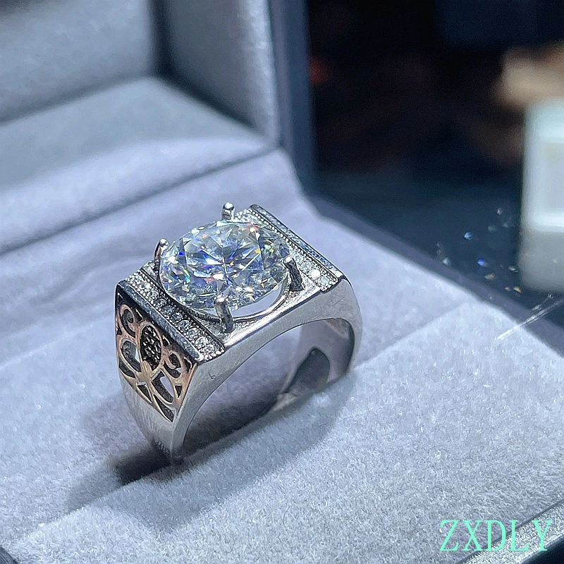 Imagem -02 - Luxo Estilo Muscular 925 Anel de Prata para Homens Joias Moissanite Verdadeiras Brilhante Diamante de Laboratório Presente Festa Tamanho Grande 5ct